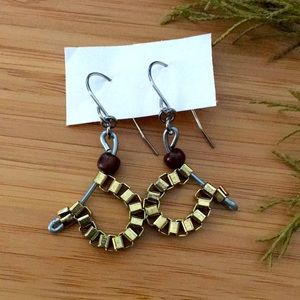 Slanted Horseshoe Industrial Chic Dangle Earrings